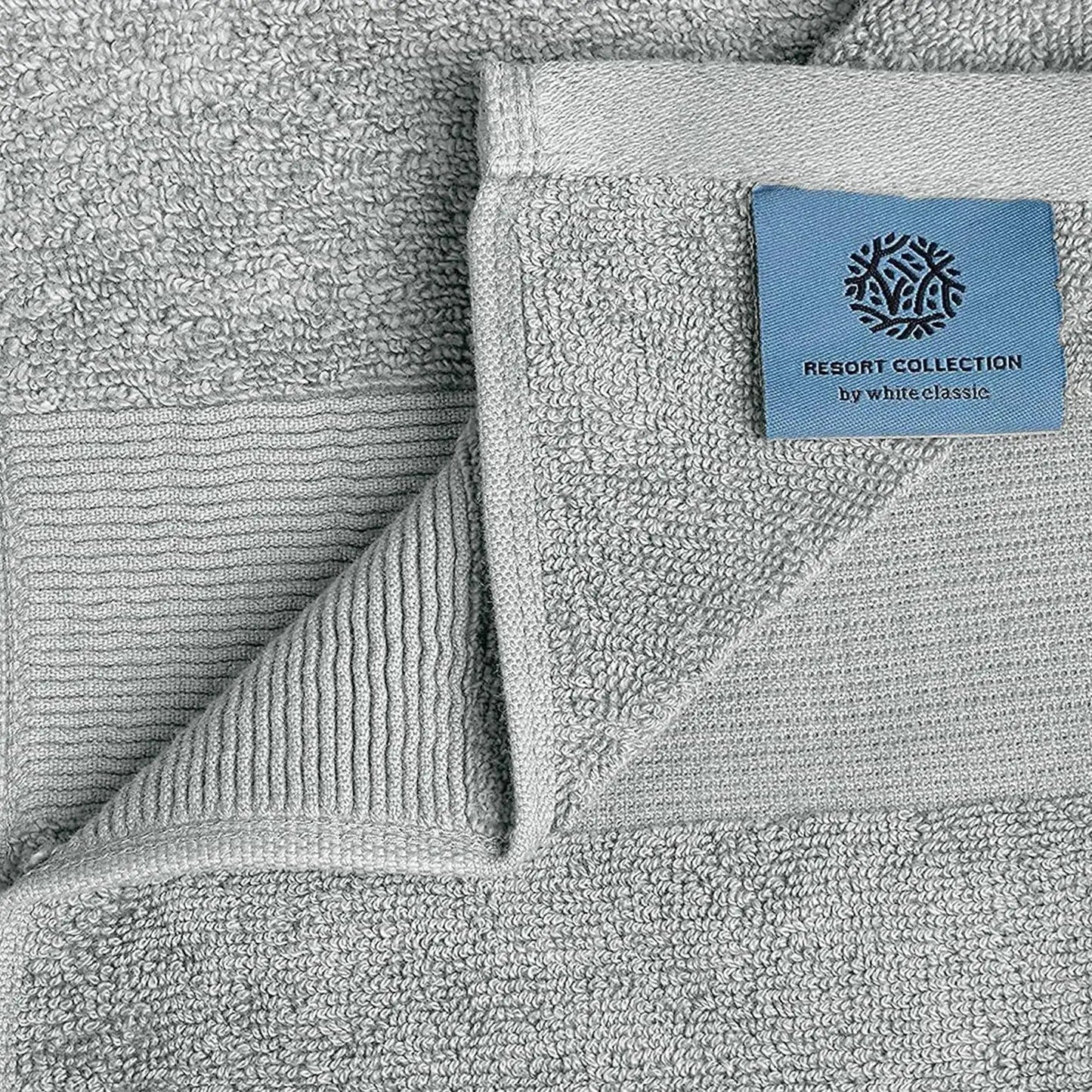 6 Resort Collection Soft Hand/Face Towels - 16x27 in Luxury Plush Cotton - Light Gray