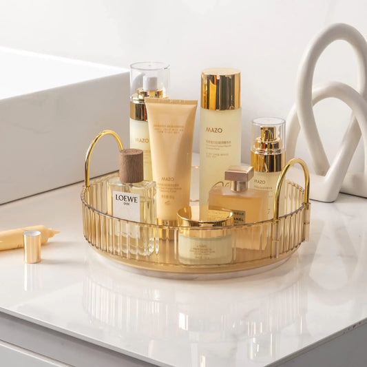 Rotating Makeup Organizer - Gold Countertop Storage