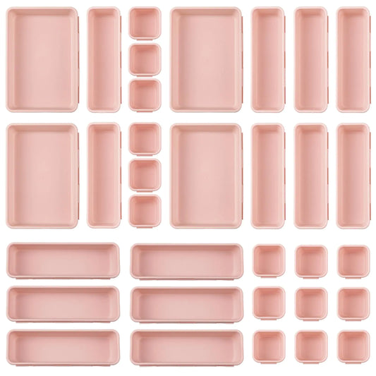 32 Pcs Drawer Organizerwith Nonslip Pads - Pink